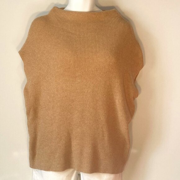 Chico's SZ S Camel sleeveless wool blend sweater Lagenlook Minimalist Layering - Picture 1 of 8